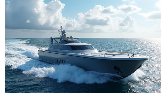 波のある海上を航行する自律型水上観測船(ASV)